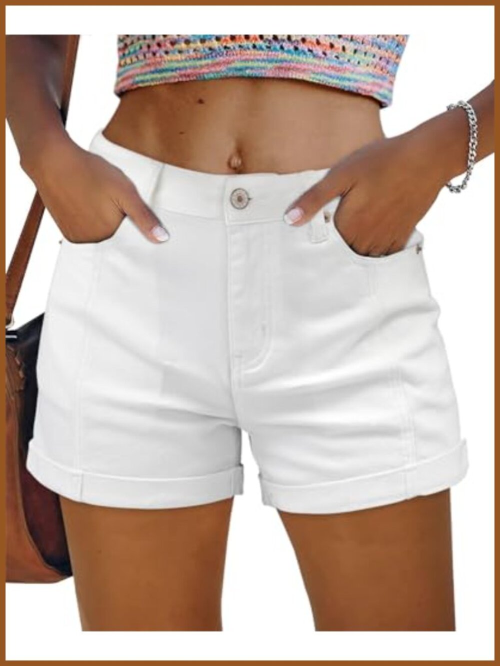 Women's Cut Off Denim Shorts High Rise Stretchy Summer Jean Shorts